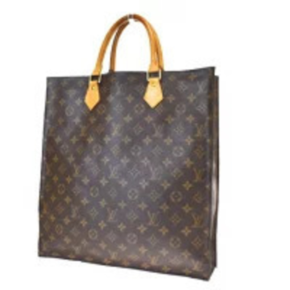 Louis Vuitton Sac Plat Monogram Leather Tote Bag Brown